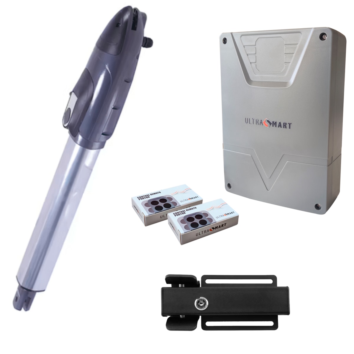 Kit porton batiente 2 hojas 150kg 200cm con cerradura