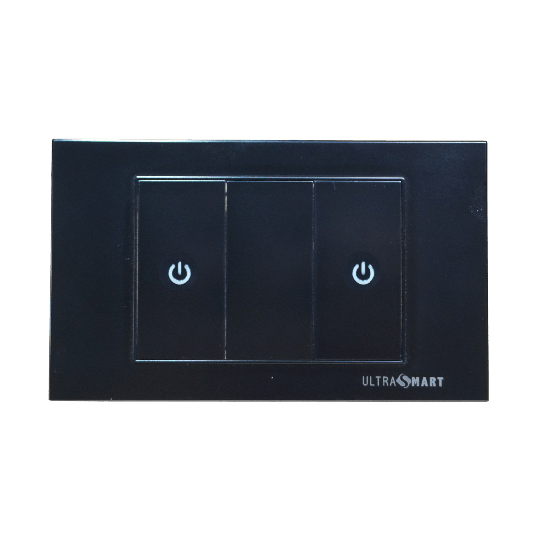 Interruptor inteligente WiFi negro doble con pulsador físico